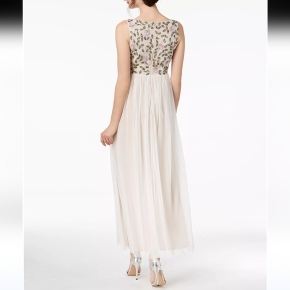 Adrianna Papell Floral Sequin Maxi Gown Sz 6 PETITE Formal Fairy Whimsical Dress - Picture 2 of 16